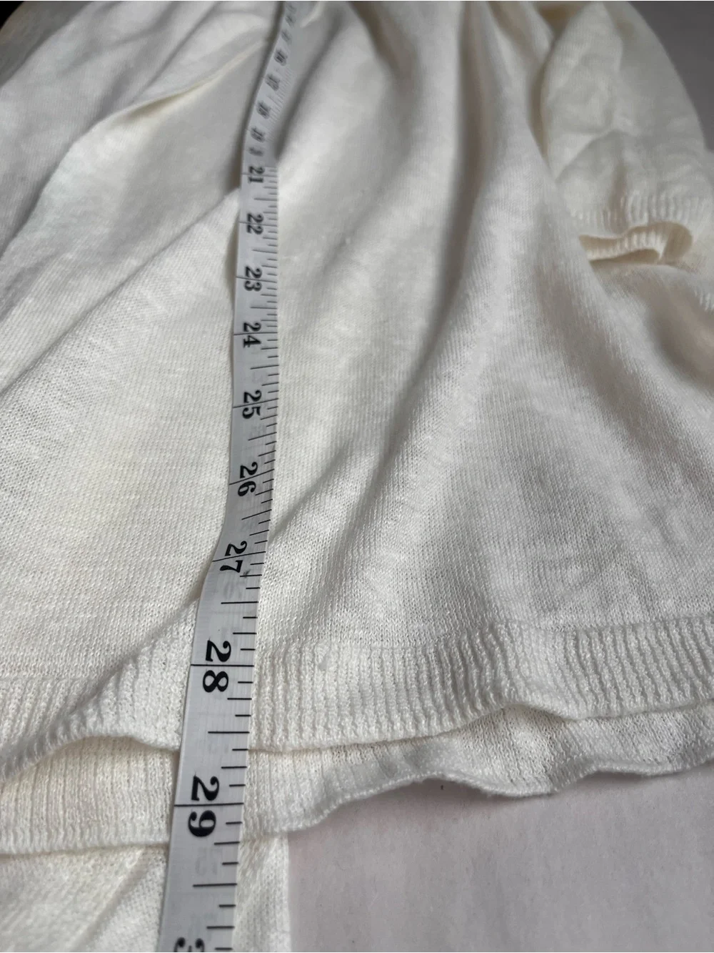 Margaret O'Leary White Open-Front Long Line 100% Linen Cardigan Small